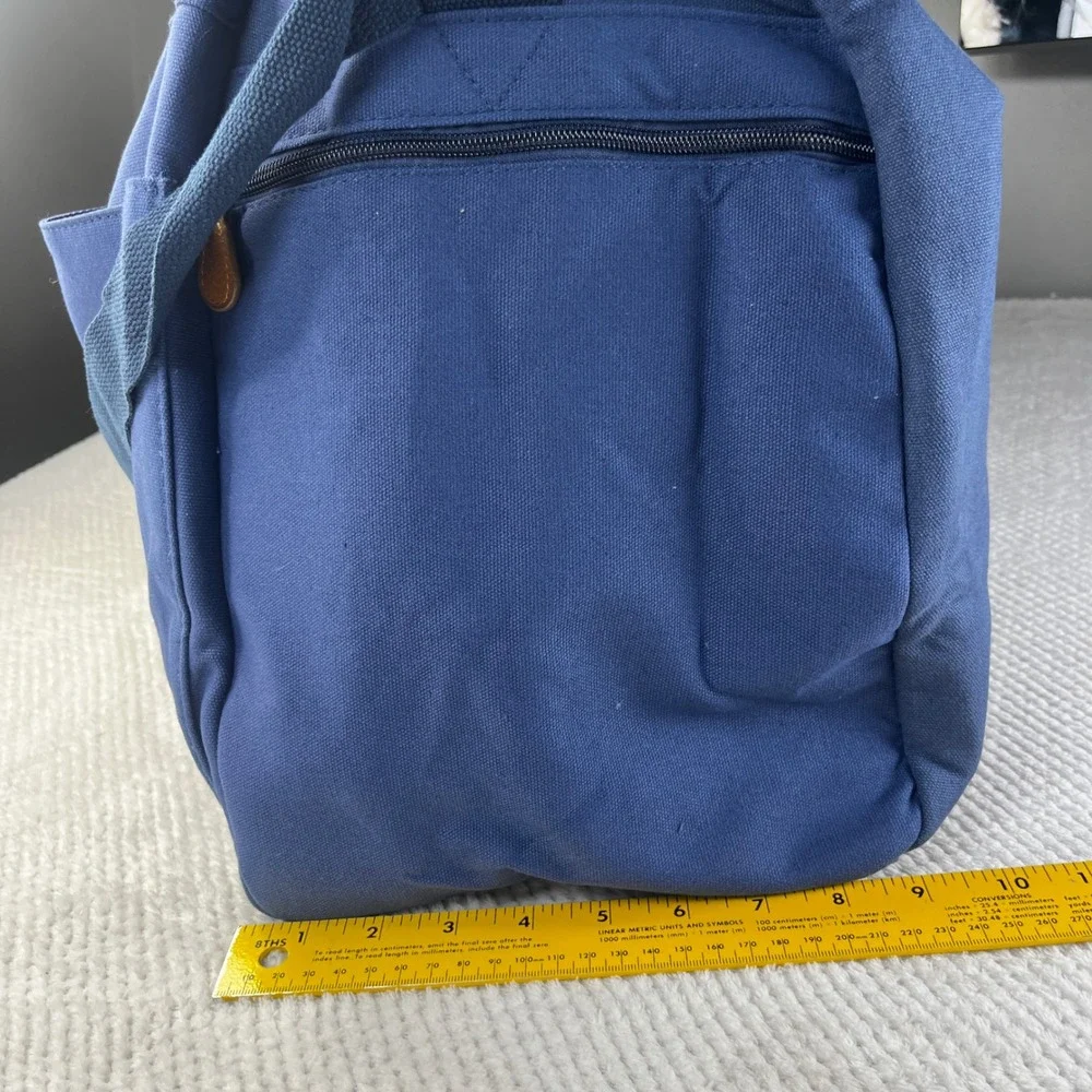 Tommy Bahama Mens Navy Blue Canvas Duffel Weekender Bag with Tan Accents